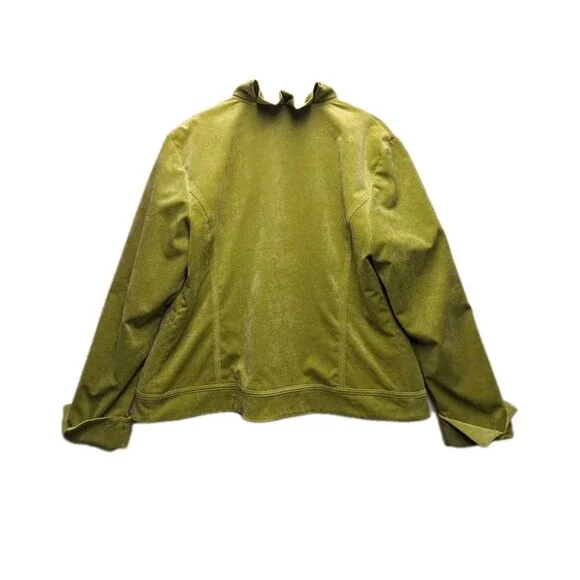 Chicos Size 2 Retro Spring Green Baby Corduroy Ruffle collar Open Front jacket - Picture 5 of 9